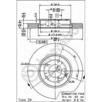Тормозной диск BREMBO 09.6845.11