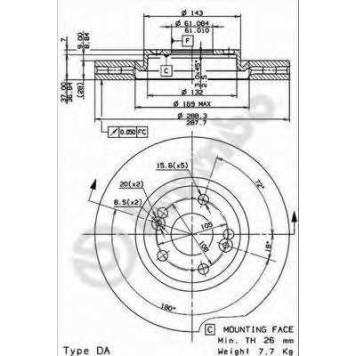 Тормозной диск BREMBO 09.7227.20