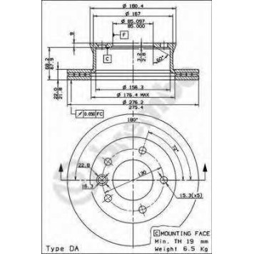 Тормозной диск BREMBO 09.7314.24