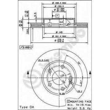 Тормозной диск BREMBO 09.8680.11