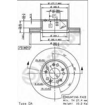 Тормозной диск BREMBO 09.8726.10