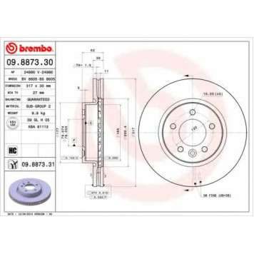 BREMBO 09887331 - диск тормозной передний 09.8873.31
