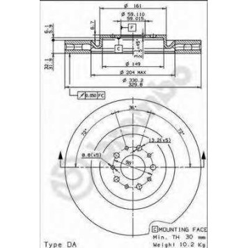 Тормозной диск BREMBO 09.8933.11
