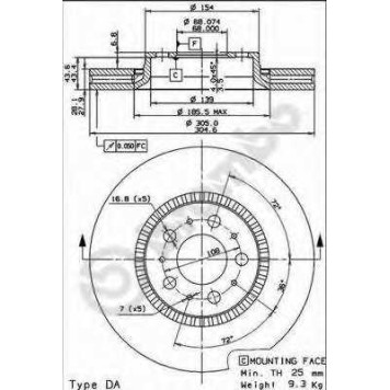 Тормозной диск BREMBO 09.9130.75