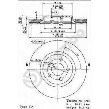 Тормозной диск BREMBO 09.9133.80