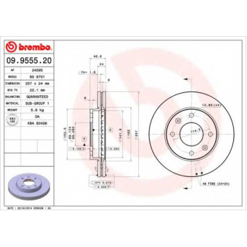 Тормозной диск BREMBO 09.9555.20