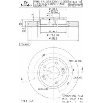 Тормозной диск BREMBO 09.9574.11