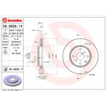 Тормозной диск BREMBO 09.9928.14