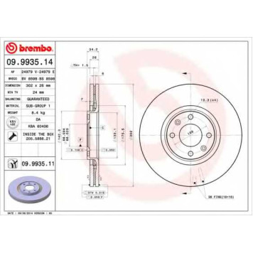 Тормозной диск BREMBO 09.9935.11