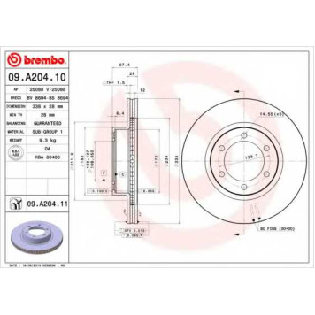Тормозной диск BREMBO 09.A204.11