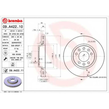 Тормозной диск BREMBO 09.A422.10