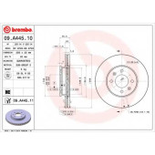 BREMBO 09A44510 - диск тормозной передний 09.A445.10 (256x22) 4 отв (2шт/уп)