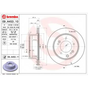 Тормозной диск BREMBO 09.A453.11
