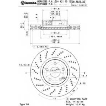 BREMBO 09A62131 - диск тормозной передний 09.A621.31