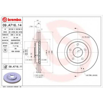 Тормозной диск BREMBO 09.A716.14