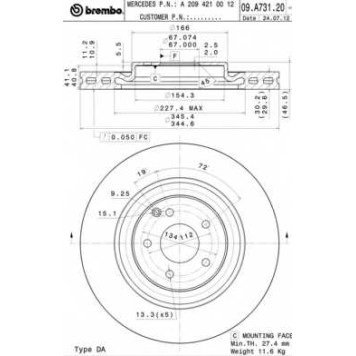 Тормозной диск BREMBO 09.A731.21