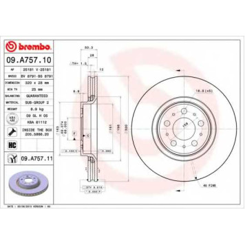 Тормозной диск BREMBO 09.A757.11