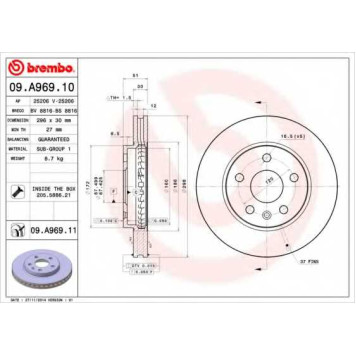 Тормозной диск BREMBO 09.A969.10