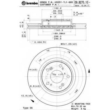 Тормозной диск BREMBO 09.B270.10