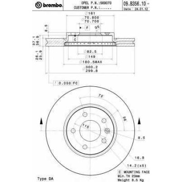Тормозной диск BREMBO 09.B356.10
