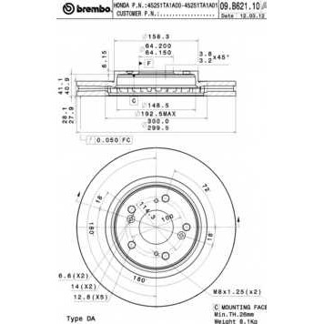 Тормозной диск BREMBO 09.B621.10