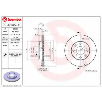 Тормозной диск BREMBO 09.C145.10