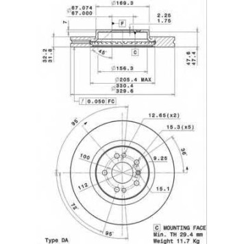 Тормозной диск BREMBO 09.R104.11