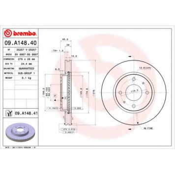 Тормозной диск BREMBO 09.A148.41