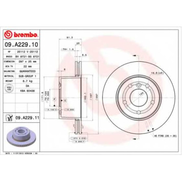Тормозной диск BREMBO 09.A229.11