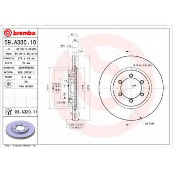 Тормозной диск BREMBO 09.A330.11