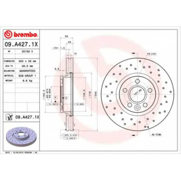 BREMBO 09A4271X - диск тормозной передний 09.A427.1X