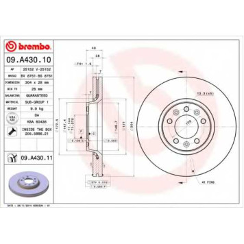 Тормозной диск BREMBO 09.A430.11