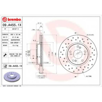 Тормозной диск BREMBO 09.A455.1X