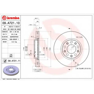 Тормозной диск BREMBO 09.A721.11