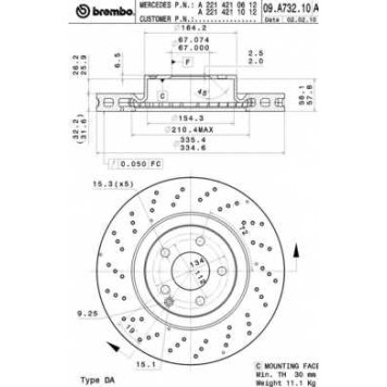 Тормозной диск BREMBO 09.A732.11