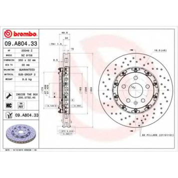 Тормозной диск BREMBO 09.A804.33