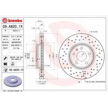 Тормозной диск BREMBO 09.A820.1X