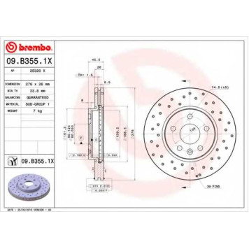Тормозной диск BREMBO 09.B355.1X