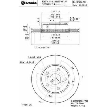 BREMBO 09B62610 - диск тормозной передний 09.B626.10