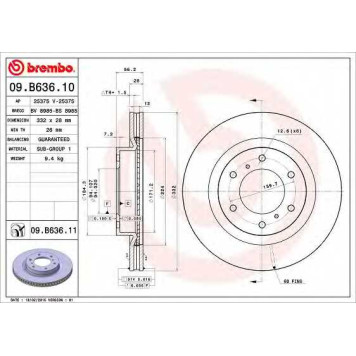 Тормозной диск BREMBO 09.B636.11