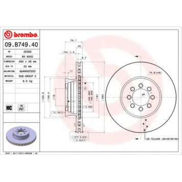 Тормозной диск BREMBO 09.B749.40