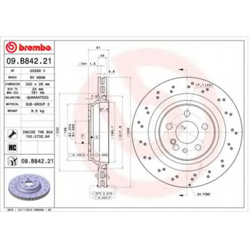 Тормозной диск BREMBO 09.B842.21