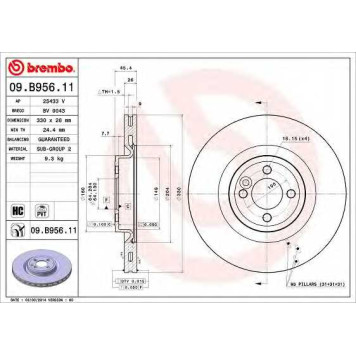 Тормозной диск BREMBO 09.B956.11