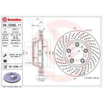 Тормозной диск BREMBO 09.C086.11