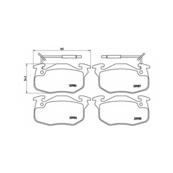 Колодки тормозные дисковые для CITROEN SAXO / PEUGEOT 205, 305, 309, 405 / RENAULT 11, 18, 19, 20, 21, 30, 9, CLIO, ESPACE, FUEGO, RAPID, SUPER 5 <b>BREMBO P 68 010 / 20905</b>