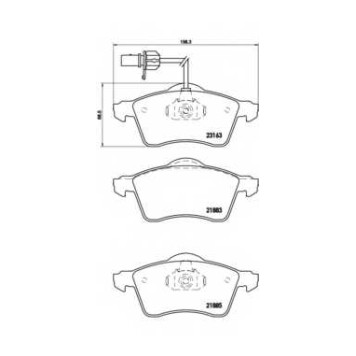 Колодки тормозные дисковые для VW TRANSPORTER(70XA, 70XB, 70XC, 70XD, 7DB, 7DK, 7DW) <b>BREMBO P 85 049 / 21883</b>