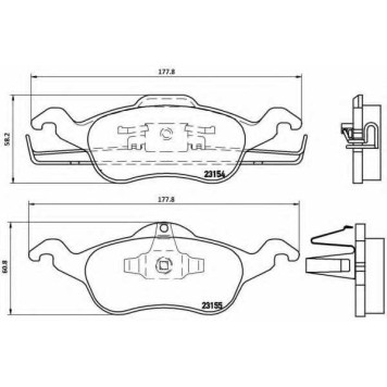 Колодки тормозные дисковые для FORD FOCUS(DAW,DBW,DFW,DNW) <b>BREMBO P 24 046 / 23154</b>