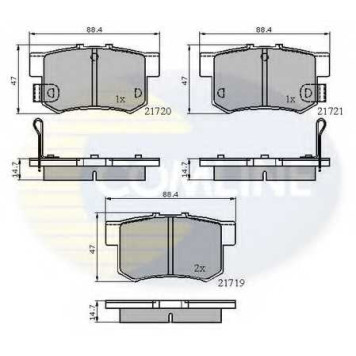 Колодки тормозные дисковые задний для ACURA RDX, TL / HONDA ACCORD, CIVIC, CR, FR, S2000, SHUTTLE, STREAM / SUZUKI SWIFT <b>COMLINE CBP3445 / 21719, 21720, 21721</b>