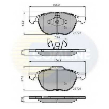Колодки тормозные дисковые передний для FORD C-MAX, ECOSPORT, FOCUS, KUGA / MAZDA 3, 5, PREMACY / VOLVO C30, C70, S40, V40, V50 <b>COMLINE CBP01323 / 23723, 23724</b>