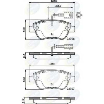 Колодки тормозные дисковые передний для CITROEN NEMO / FIAT 500, BRAVO, DOBLO, FIORINO, IDEA, LINEA, PANDA, PUNTO, QUBO, STILO Multi, STILO / LANCIA MUSA / PEUGEOT BIPPER <b>COMLINE CBP11037 / 23706, 23707</b>